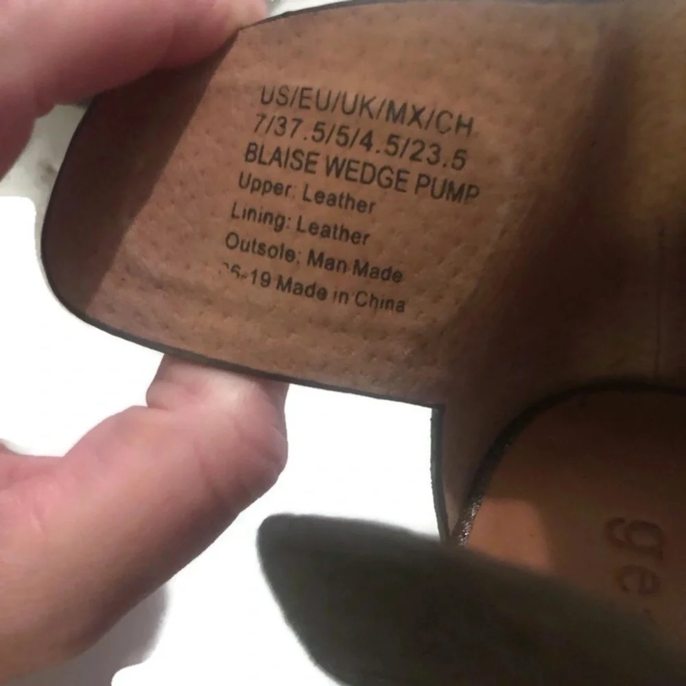 Gentle Souls By Kenneth Cole Leather Brown Metallic Blaise Wedge Sandal Sz 7 EUC